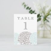 Vintage Aqua Blume Suite Tischnummer Postkarte (Stehend Vorderseite)