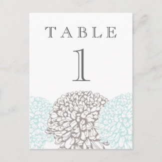 Vintage Aqua Blume Suite Tischnummer Postkarte