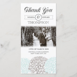 Vintage Aqua-Blume Vielen Dank für Ihre Hochzeitfo Dankeskarte