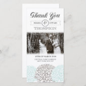 Vintage Aqua-Blume Vielen Dank für Ihre Hochzeitfo Dankeskarte (Vorne/Hinten)