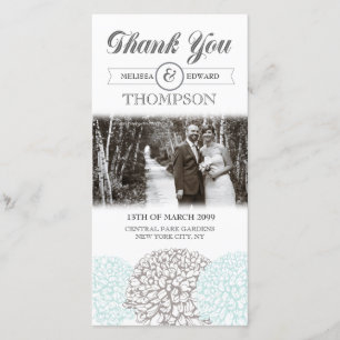 Vintage Aqua-Blumen danken Ihnen Dankeskarte