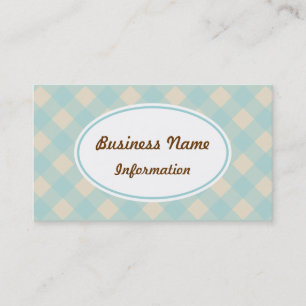 Vintage Aqua Gingham Business Card Visitenkarte