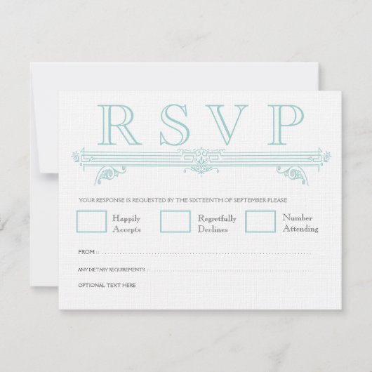 Vintage Aqua Turquoise Wedding RSVP Cards (Vorderseite)
