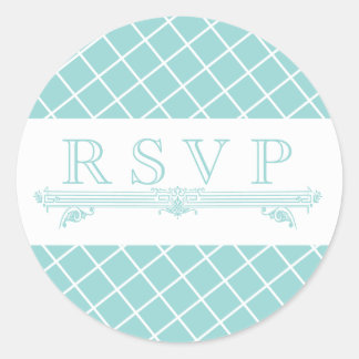 Vintage Aqua Turquoise Wedding RSVP Stickers