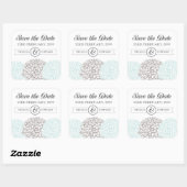 Vintage Aqua Zinnia-Blume Save the Date Stickers (Blatt)