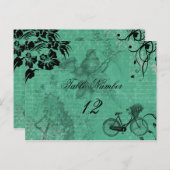 Vintage Aquamarine Bicycle Tischnummer Postkarte (Vorne/Hinten)