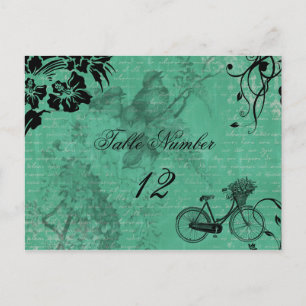Vintage Aquamarine Bicycle Tischnummer Postkarte
