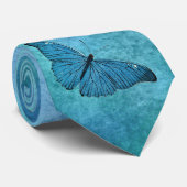 Vintage aquamarine blaue Schmetterling 1800s Krawatte (Gerollt)
