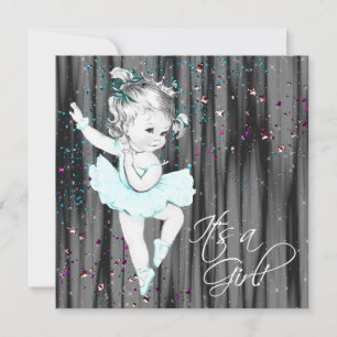 Vintage Aquamarine Blue Baby-Dusche Einladung