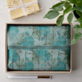 Vintage Aquamarine Blue-Rose und Skripte Seidenpapier (Geschenk)