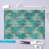 Vintage Aquamarine Blue-Rose und Skripte Seidenpapier (Handwerk)