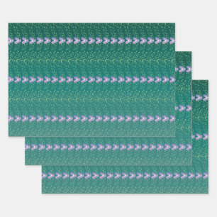 Vintage Aquamarine Blumenmuster Geschenkpapier Set