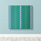 Vintage Aquamarine Blumenmuster Leinwanddruck (Insitu (Holzboden))