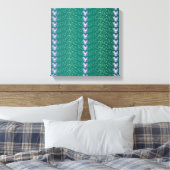 Vintage Aquamarine Blumenmuster Leinwanddruck (Insitu (Schlafzimmer))