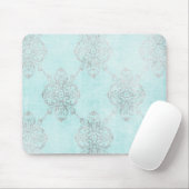 Vintage aquamarine Damast-Mausunterlage Mousepad (Mit Mouse)