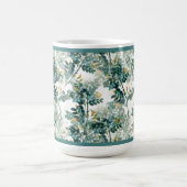 Vintage Aquamarine Foliage Blätter Elegantes Chic  Kaffeetasse (Mittel)