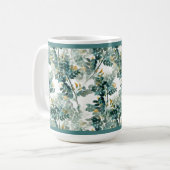 Vintage Aquamarine Foliage Blätter Elegantes Chic  Kaffeetasse (Vorderseite Links)