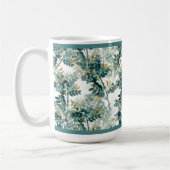 Vintage Aquamarine Foliage Blätter Elegantes Chic  Kaffeetasse (Links)