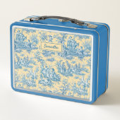 Vintage, aquamarine, gelbliche Joule Metall Brotdose (Rückseite)