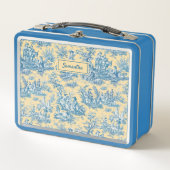 Vintage, aquamarine, gelbliche Joule Metall Brotdose (Vorderseite)