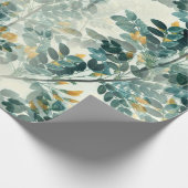 Vintage Aquamarine Green Foliage Blätter Elegantes Geschenkpapier (Ecke)
