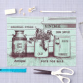 Vintage Aquamarine grüne Rustikale Ephemera Jugs Seidenpapier (Handwerk)