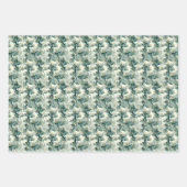 Vintage Aquamarine Grünfolien-Blätter Elegantes Mu Geschenkpapier Set (Vorderseite 3)