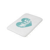 Vintage aquamarine Herzdesign Monogramm Badematte (Schrägansicht)