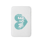 Vintage aquamarine Herzdesign Monogramm Badematte (Vorderseite Vertikal)