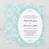 Vintage Aquamarine Hochzeitsstimmung Einladung (Vorne/Hinten)