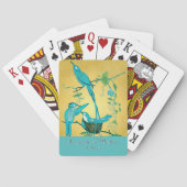 Vintage Aquamarine Hummingbird Wedding Gift Playin Spielkarten (Rückseite)