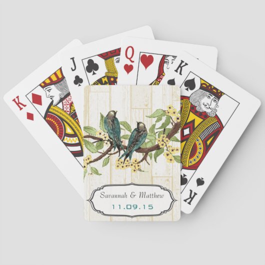 Vintage Aquamarine Love Bird Wedding Gift Playing Spielkarten (Rückseite)
