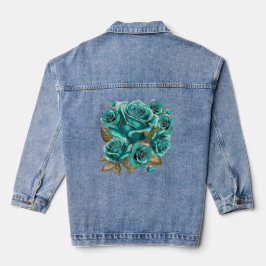 Vintage Aquamarine Rose Denim Jacket Jeansjacke