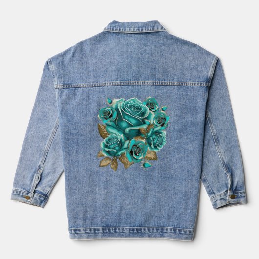 Vintage Aquamarine Rose Denim Jacket Jeansjacke (Rückseite)
