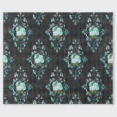 Vintage Aquamarine Rose und Schwarzes Harlequin-Mu Geschenkpapier (Flach)
