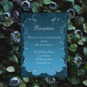 Vintage Aquamarine Schnörkel Eleganter Hochzeitsta Begleitkarte