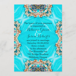 Vintage aquamarine türkisfarbene Böhmische Hochzei Einladung