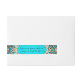 Vintage aquamarine türkisfarbene Böhmische Hochzei Rundum-Adressaufkleber