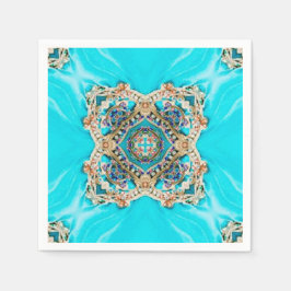 Vintage aquamarine türkisfarbene Böhmische Hochzei Serviette