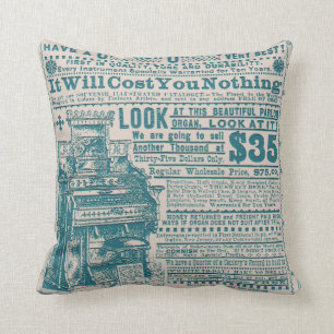 Vintage aquamarine Typografie-kornisches Kissen