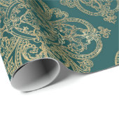 Vintage Aquamarine und Gold Geschenkpapier (Rolleneckpunkt)