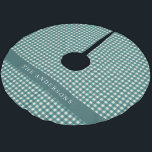 Vintage Aquamarine und White Gingham Kariert Perso Polyester Weihnachtsbaumdecke<br><div class="desc">Vintages Aquamarines und weißes Gingham Kariert Personalisiertes Polyester Tree Skirt</div>