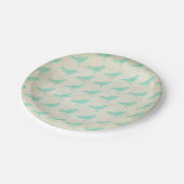 Vintage aquamarine Vögel Pappteller (Schrägansicht)