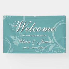 Vintage aquamarine willkommene mit Blumenhochzeit Banner