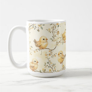 Vintage-Aquarell-Babyküken und florale Frühlingsmu Kaffeetasse