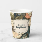 Vintage Aquarell Blume Kinderdusche Pappbecher (Rückseite)