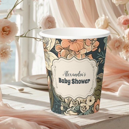Vintage Aquarell Blume Kinderdusche Pappbecher