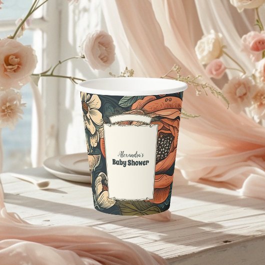 Vintage Aquarell Blume Kinderdusche Pappbecher