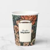 Vintage Aquarell Blume Kinderdusche Pappbecher (Rückseite)