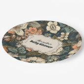 Vintage Aquarell Blume Kinderdusche Pappteller (Schrägansicht)